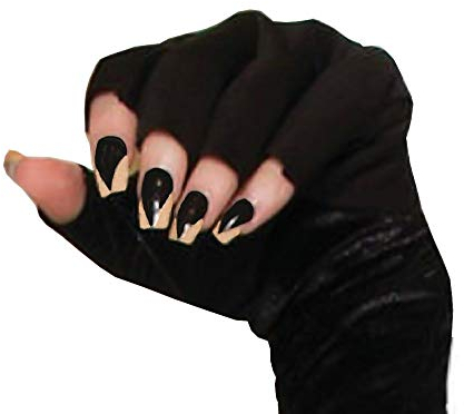 Künstliche Katzen Krallen Fingernägel Schwarz-Haut selbstklebend Hexe Vampirin Monster Halloween Karneval