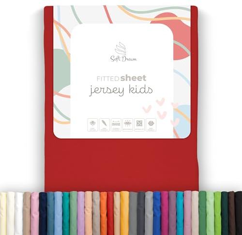 Soft Dream Spannbettlaken 90x200 cm Baumwolle Jersey | Rot | Steghöhe 30 cm | 150 g/m² | gekämmte Baumwolle | OEKO-TEX Standard 100