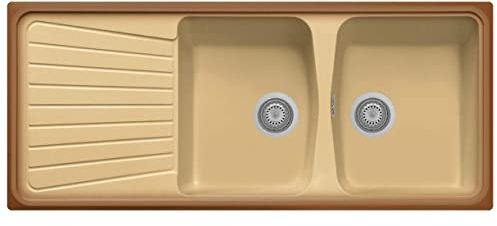 Lavello composito Plados SP1162 due vasche più gocciolatoio + tagliere legno (Terra di Francia)