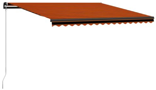 vidaXL Markise Einziehbar Handbetrieben mit LED Wasserabweisend Balkonmarkise Gelenkarmmarkise Sonnenschutz Terrasse Balkon Aluminium 450x300cm Orange Braun