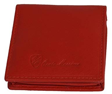 CM Conte Massimo Porte-Monnaie Homme Cuir Véritable Rouge - Compact, pour Monnaie et Billets, Fermeture Bouton Pression
