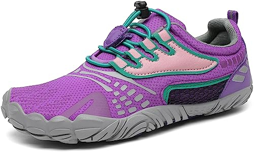 SAGUARO Scarpe Barfoot Minimaliste Bambini Ragazzi Ragazze Antiscivolo Scarpe Multisport per Trail Running/Corsa/Trekking/Palestra/Spiaggia/Scoglio/Immersione/Acqua, Iris Viola, 34 EU