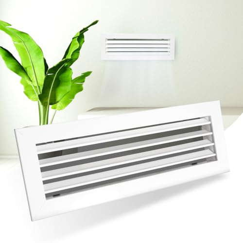 Ralertreik Rejilla Impulsión Blanca Lamas Horizontales Móviles para Aire Acondicionado Salida de Aire Orientable (500x100 mm)