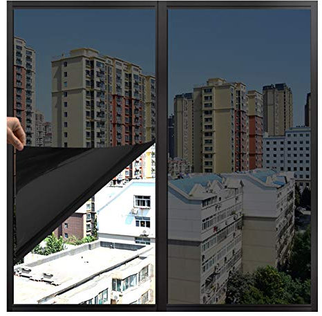 bandezid Espejo para Ventanas Cristal Unidireccional Anti UV Calor Translucido Película Fácilmente Adhesiva Decorativa Reutilizar para Oficina-Noche Oscura 0.7x2m