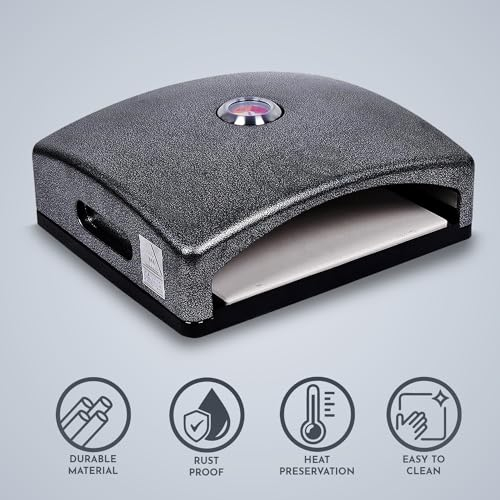 Haven BBQ Pizza Oven with Built-in Thermometer Multi-Purpose Mini Oven Portable, Easy to Use Gas Pizza Oven Stainless Steel Rustproof Outdoor Pizza Oven with 10 Ceramic Pizza Stone, Black