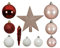 Weihnachtskugeln mit Christbaumspitze Stern Kunststoff 33er Set weiß rosa rot