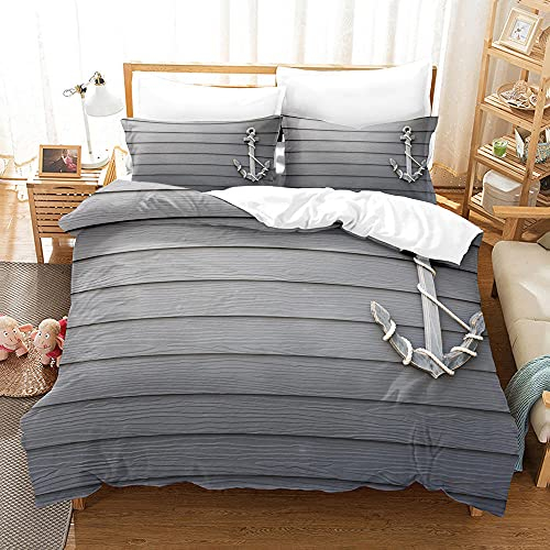 BUFUBUXING Bettwäsche Set 3D Graue Streifen Bedruckte Bettbezug 180 x 200 cm Bedruckte Bettwäsche Set Einfache Pflege 3-Teiliges Polyester mit Reißverschluss 1 Bettbezug und 2 Kissenbezug