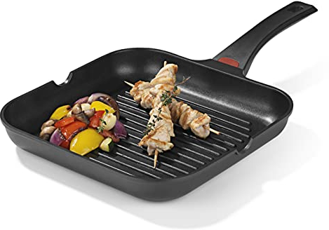 N8WERK Poêle à griller en fonte d'aluminium dans l'édition Midnight - 28 cm - Affichage de la température changeante - Triple revêtement pour une cuisson sans graisse sans brûler