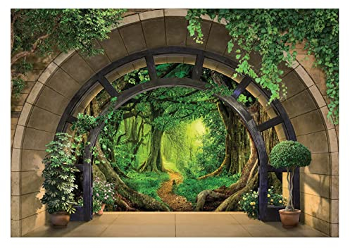 Papel Pintado Efecto 3D Bosque Vista Ventana Salón Dormitorio - Incluye Pegamento - Fotomurales Pared Tejido No Tejido Decorativos Murales Fotográfico Moderno Decoración de Paredes (152x104 cm)