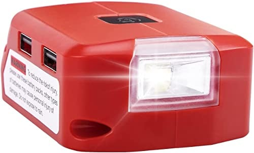 Geelink Battery Adapter Converter for Milwaukee M18 Battery Dual USB Phone Charger for Milwaukee 18V Power Source with DC Port Cordless Flashlight M18 Power Source