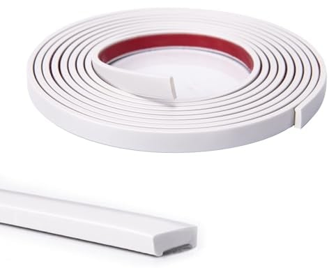 Art3d 10 Ft Self Adhesive Flexible Laminate Beading Vinyl Molding Trim for Wall Ceiling Tile Edges Corner Trim, Caulk Strip Mirror Frame in White