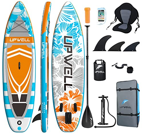 UPWELL 320x81x15cm Aufblasbares Paddle Board Sup - Stand Up Paddling Board mit Kajaksitz Surfbrett Erwachsene Paddleboard, Cosmos