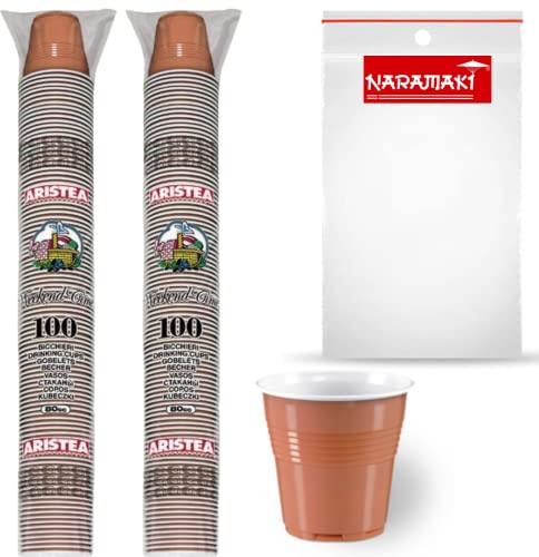 NARAMAKI Bicchieri Caffè - 200 Bicchierini Caffè Di Plastica - Bicchierini Bicolore da 80 cc