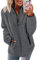 Pullover Damen Fleecepullover Teddyjacke Teddy Flauschiger Teddyfleece Jacke Kuschelpullover Winterjacke Fleecejacke Plüschjacke Kuscheljacke Kapuzenpullover Winter Mit Taschen Top (B Grau, L)