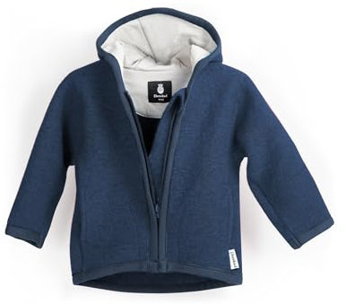 Ehrenkind® Walkjacke Jeansblau Gr. 134/140 | Jacke für Kind aus Merino Schurwolle mit Reißverschluss | Walk Jacke für Baby