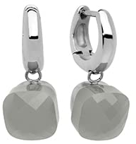Qudo Firenze Creolen Ohrringe Edelstahl mit farbigen Glaskristallen (light grey opal)