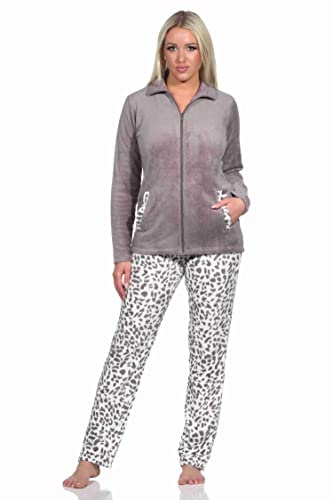 Normann Damen Hausanzug Homewear aus Coralfleece im Animal Look