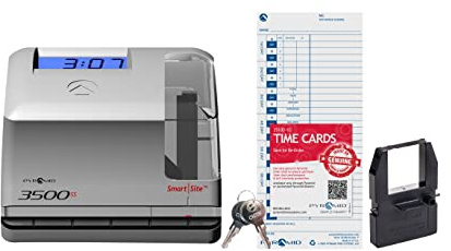 Pyramid Time Systems 3500ss Employment Time Clock & Document Stamp, Unlimited Employees, 5-1/2H x 6-1/2W x 6-1/2D, Gr