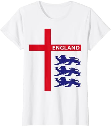 England Flag & Lions Football Fan England Supporter T-Shirt