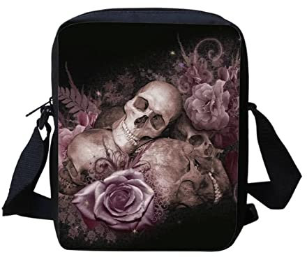 xixirimido Crossbody-Handytaschen für Damen und Mädchen, kleine Kuriertasche, Totenkopf Blume, Einheitsgröße