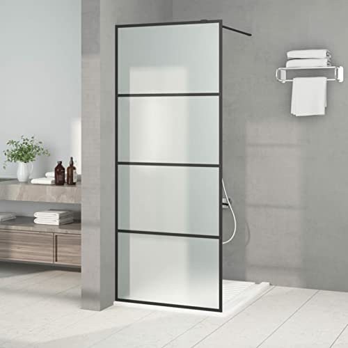 ANGYANG Duschwand für Walk-In Dusche, Duschrückwand, Duschabtrennung, Glaswand Dusche, Duschglaswand, Duschtrennwand, Schwarz 80x195 cm ESG Mattiert
