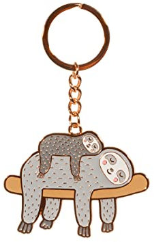 Sass & Belle Faultier Emaille Schlüsselanhänger, grau, One size