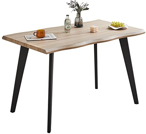 CLIPOP Küchentisch Esszimmertisch 120 x 80 cm - 4 Personen gerecht | Naturtöne MDF-Matt-Fläche | Stahlbeine - Rechteckige Tischplatte