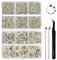 Beadsland 8300PCS Flatback Rhinestones, AB Crystal Rhinestone Nail Gems Round Crystal Rhinestones for Crafts, Mixed 10 Sizes with Wax Pencil and Tweezer Kit, SS3-SS30, Crystal AB