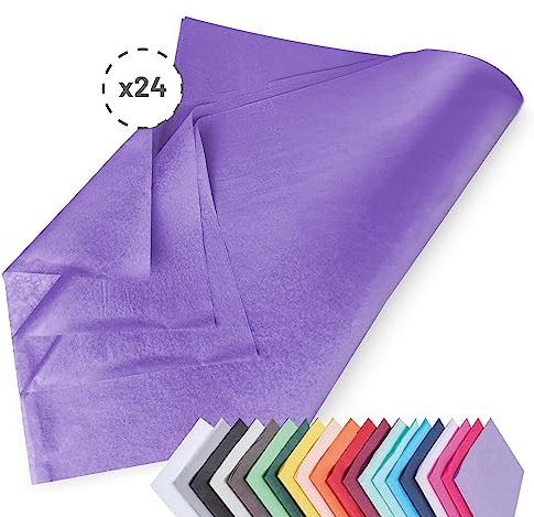 Verpackungswelt Seidenpapier 24 Blätter | 76x50 cm | Buntes Transparentpapier ideal als Verpackungsmaterial & Geschenkpapier | Papier zum Basteln | Schöne Dekoration | Bastelpapier in Flieder