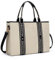 Missnine Sac Cabas Femme pour Ordinateur Portable 15,6 Pouces Porte-Documents, Grand Format Sacoche Sac à Main des Courses Travail Scolaire Lettre en Toile, Noir+Beige