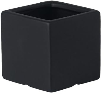 ESTINTENG Morandi quadratischer Keramik-Blumentopf im nordischen Stil, minimalistisch, für Zuhause, Büro, Hotel, Simulation, Blumentopf, schwarz, Keramik, 10 x 10 cm