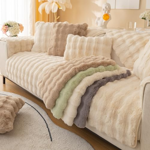 Hufu Kaninchen Plüsch Sofa Überzug L Form, Funny Fuzzy Sofabezug, Winter Sofa Cover Sofa Auflage, Antirutsch Super Weiche Couchüberzug Ecksofa U-Form 1 2 3 4 Sitzer