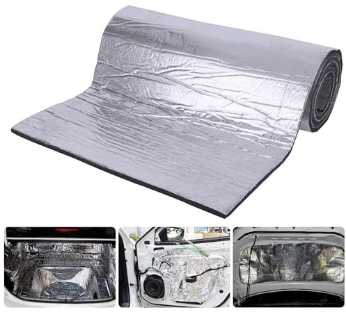 Takezuaa 200cm*50cm Selbstklebend Schalldämmmatte Motorhaube Dämmmatte,Auto Schalldämmung Baumwolle,Motor Firewall Wärme Schalldämmmatte 10mm(1 Stk-Silber)