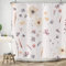 ASDCXZ Blumen Duschvorhang 180x240 cm, Frühling Handgemalt Rose Lila Gelb Blumen Blätter Hellrosa Bad Waschbar Duschvorhänge Polyester Textil Wasserdicht Badevorhang für Badewanne mit 12 Haken