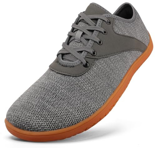 RUOMU Hommes Femmes Pieds Nus Chaussures - Unisexe Chaussures Minimaliste Antidérapant Barefoot Shoes pour Fitness Marche, Gris Foncé, GR.47