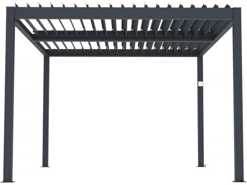 Habitat et Jardin Pergola bioclimatique électrique avec LED Windsor en Aluminium 3 x 4 - Gris