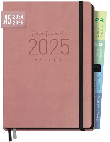 Häfft® Chäff-Timer Deluxe Kalender 2024/2025 A5 Altrosa Buchkalender, Terminkalender, Terminplaner für 18 Monate: Juli 24 bis Dez. 25 - nachhaltig & klimafreundlich