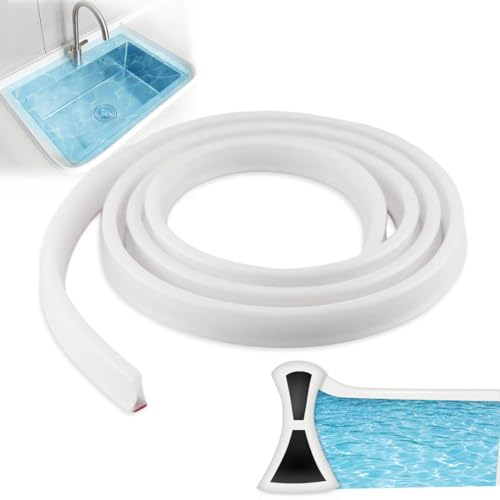 3m Barrera Agua Ducha, Perfil Silicona Ducha, Copete Encimera Cocina, Borde Plato de Ducha, Tira De Silicona Tope Agua Flexible, Parada de Separación en Seco y Húmedo para Cocina y Baño
