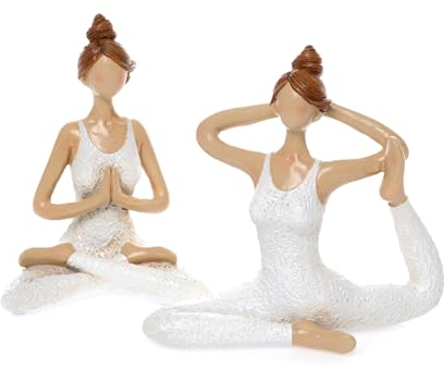 Dio only for you 2er Set Dekofigur Frau in Yoga Pose | Skulptur Figur Zierfigur Yogafigur | 13x11,5 cm