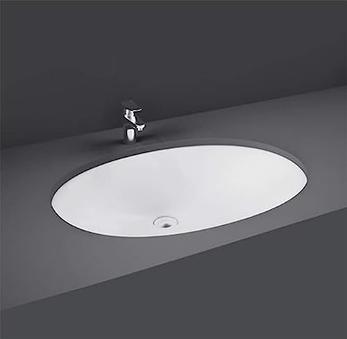 Lavabo lavandino ovale sottopiano da incasso in ceramica bianca cm.50