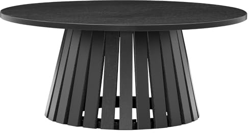 Happy Garden Couchtisch LIV schwarz aus Span- und Melaminplatten, rund, skandinavischer Stil, Tischplatte mit einem Durchmesser von 80cm LIV - Elegantes Design, perfekt für Ihre Einrichtung