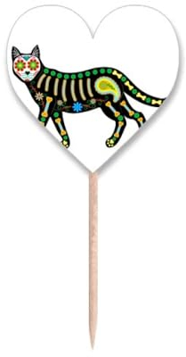 b Heart Black Cat Halloween Terror Zahnstocher Flaggen Herz Etikett Cupcake Picks