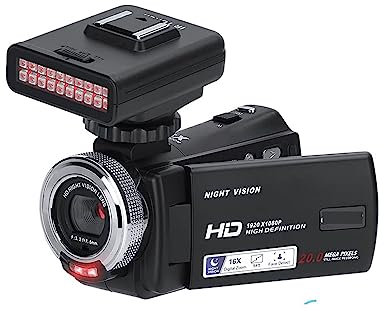 nmbhus Caméra Vidéo Caméscope Numérique 1080p Full HD, Vision Nocturne Infrarouge, Caméras Vlog avec Lumière IR