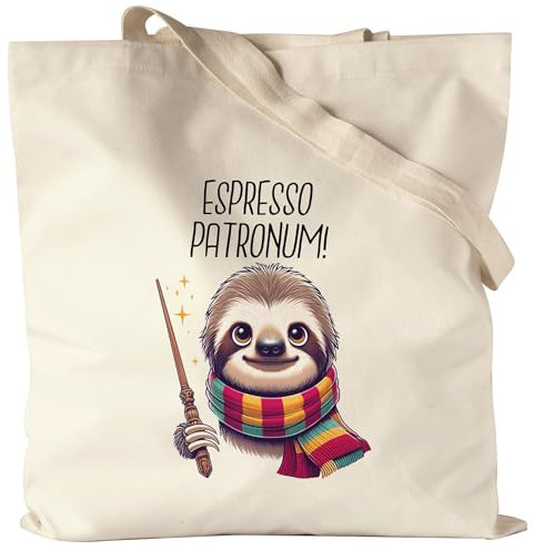 Hey!Print Espresso Patronum Faultier Jutebeutel - Lustiges Magie Geschenk