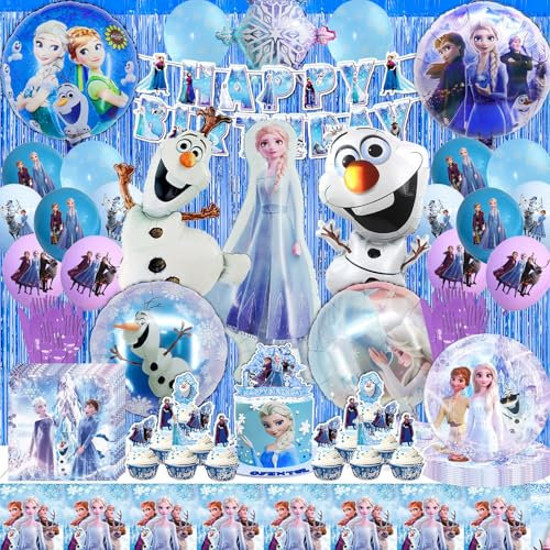 HTTMTTS Decorazioni Compleanno Bambina Froze, Kit Compleanno Froze, Palloncini Compleanno Froze Addobbi, Piatti Froze Festa Compleanno, Tovaglia Tovaglioli Torta Décoration Froze Bimba (Froze Bambina)