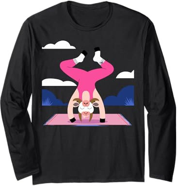 Ziege Yoga Spielzeug Ziege Stofftier Plüsch Ziege Yoga Party Spiel Langarmshirt