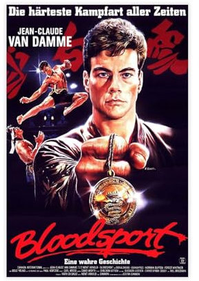 spgacr Bloodsport (1988) Van Damme Klassisches Action-Film-Poster auf Leinwand, Schlafzimmer, Dekoration, Landschaft, Büro, Raumdekoration, Geschenk, 30 x 45 cm
