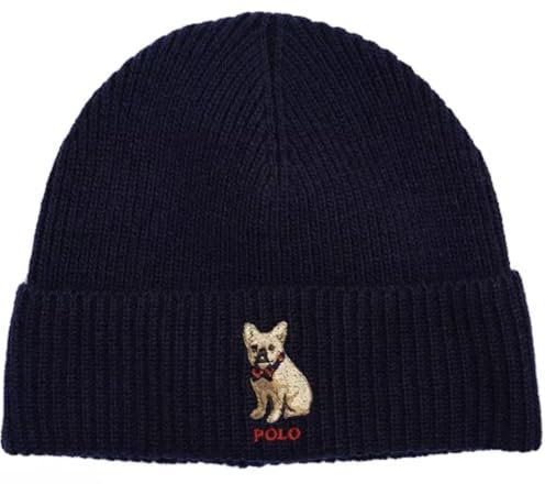 polo ralph laurEN Frenchie Beanie für Herren, bestickt, Marineblau