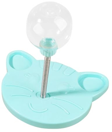 Mimoqk Cat Food Puzzle Toy, 21 x 16 x 22 cm, Treat Dispenser Ball, langsamer Feeder für Katzen und kleine Hunde, interaktiver Spring Ball, natürliche Foraging Skills, Hellrosa/Blau