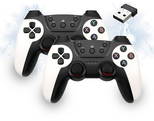 XIXIMENG USB Doppeltes Kabelloses Controller für Multiplayer, für Linux/Android-Telefon für Game Box/Game Stick/Windows PC/TV Box/Android,Plug & Play 2,4G Gamepad mit Hall-Effekt Joysticks (Weiß)